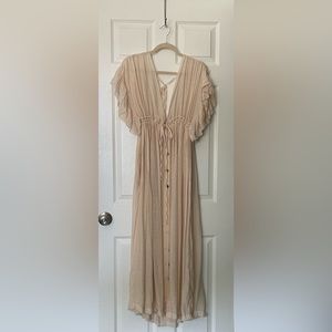 Cream Linen Boho Sheer cover up dress. Size medium.